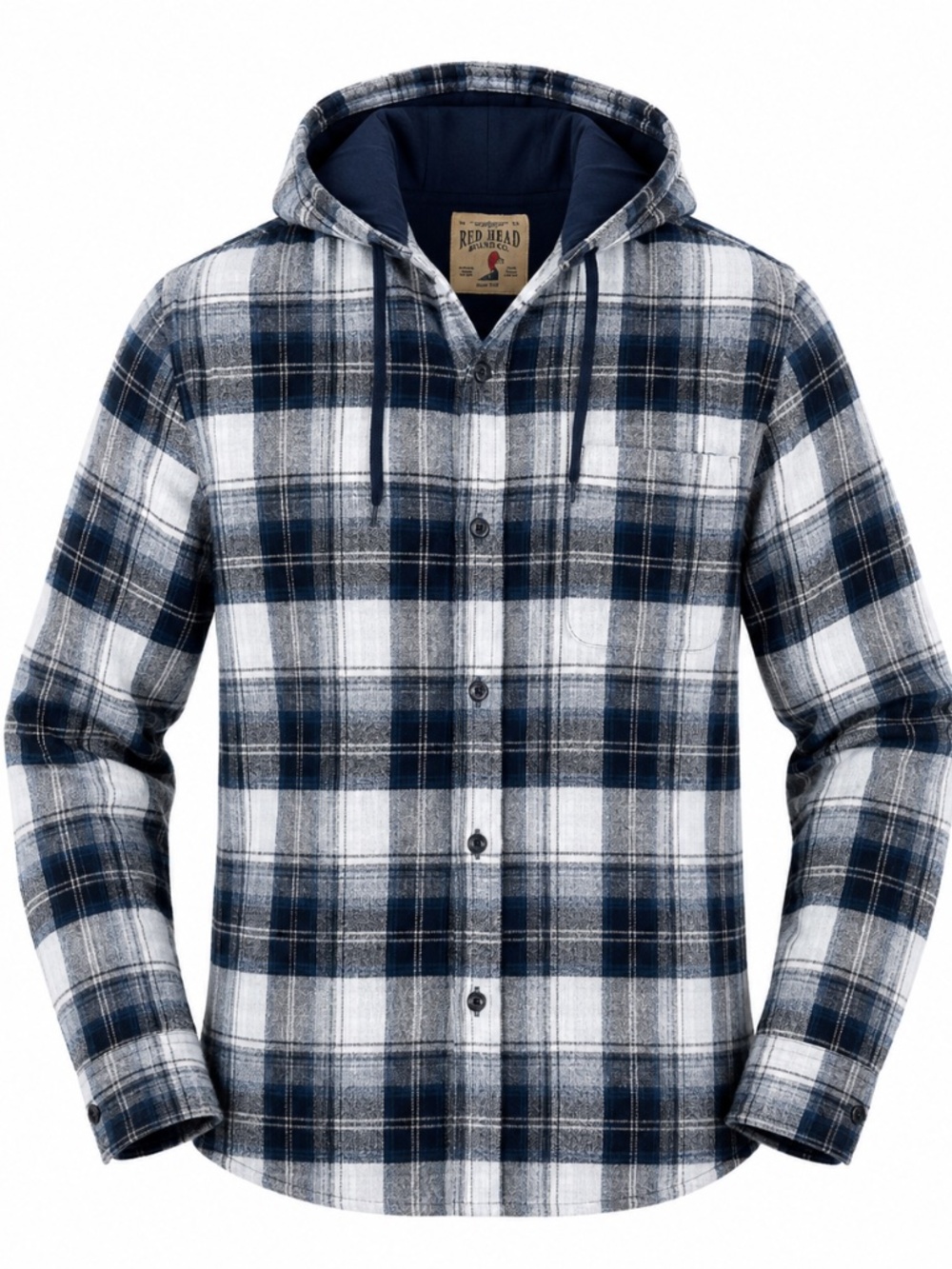RedHead Brand Co. Hooded Plaid Flannel Shirt Jacket Men’s L Blue Black Gray